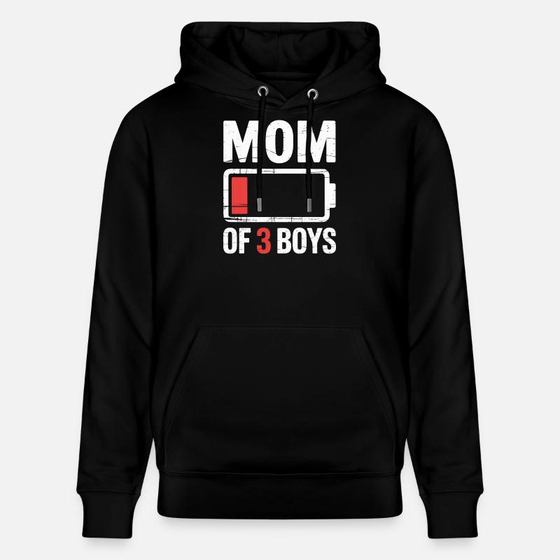 Maman de 3 garçons Batterie faible - Sweat à capuche bio CRUISER Stanley/Stella Unisexe - noir