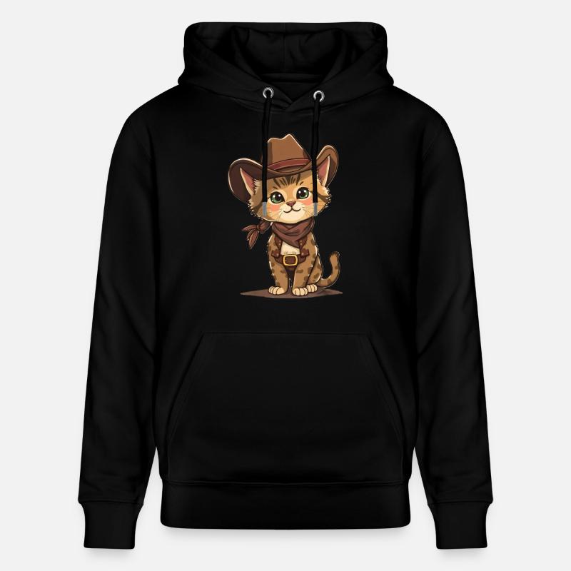 Chat cowboy mignon - Sweat à capuche bio CRUISER Stanley/Stella Unisexe - noir