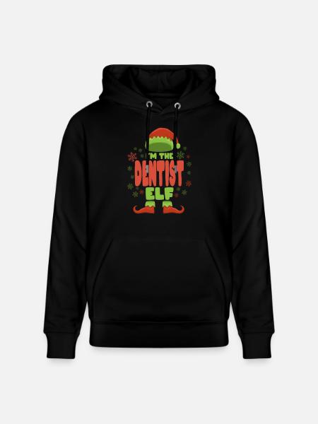 Dentist Christmas Elf - Stanley/Stella CRUISER Unisex Organic Hoodie - black