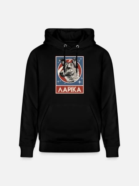 Soviet Space Dog Laika - Stanley/Stella CRUISER Unisex Organic Hoodie - black
