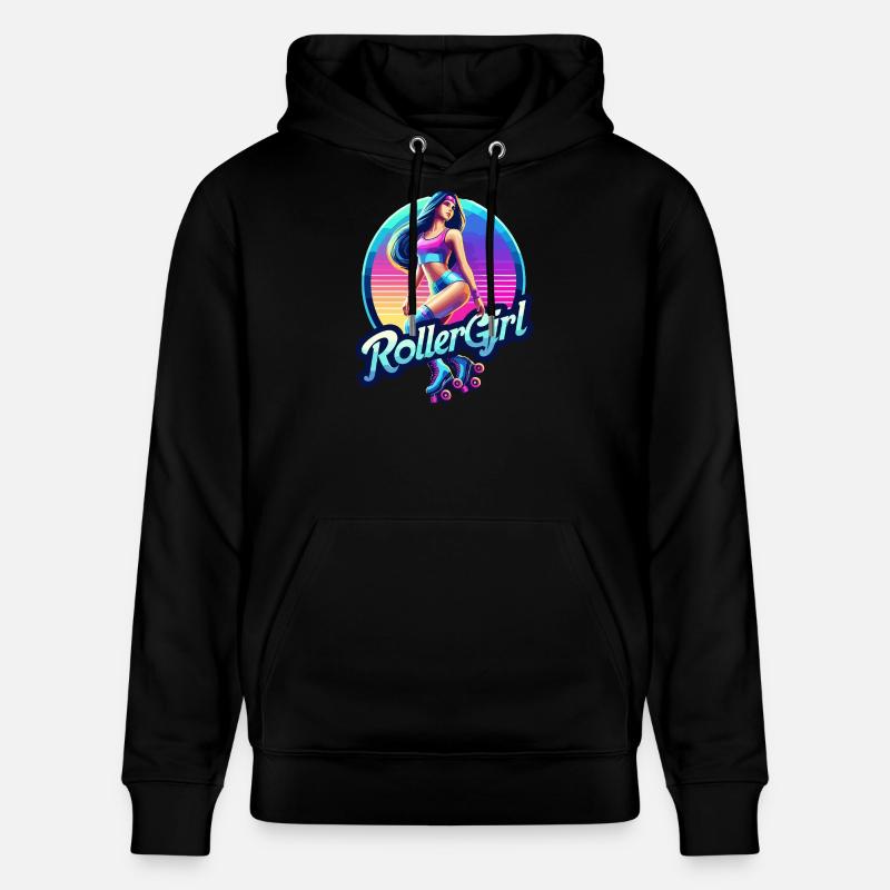 Vibrant Retro Roller Girl Illustration - Sweat à capuche bio CRUISER Stanley/Stella Unisexe - noir