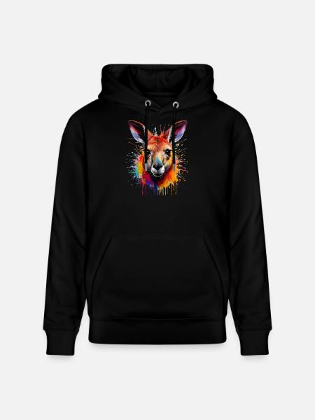 Känguru Farbexplosion Portrait - Stanley/Stella Unisex Bio-Hoodie CRUISER - Schwarz