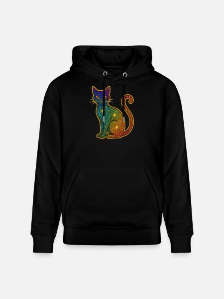 Rainbow glitter cat for Halloween - Stanley/Stella CRUISER Unisex Organic Hoodie - black