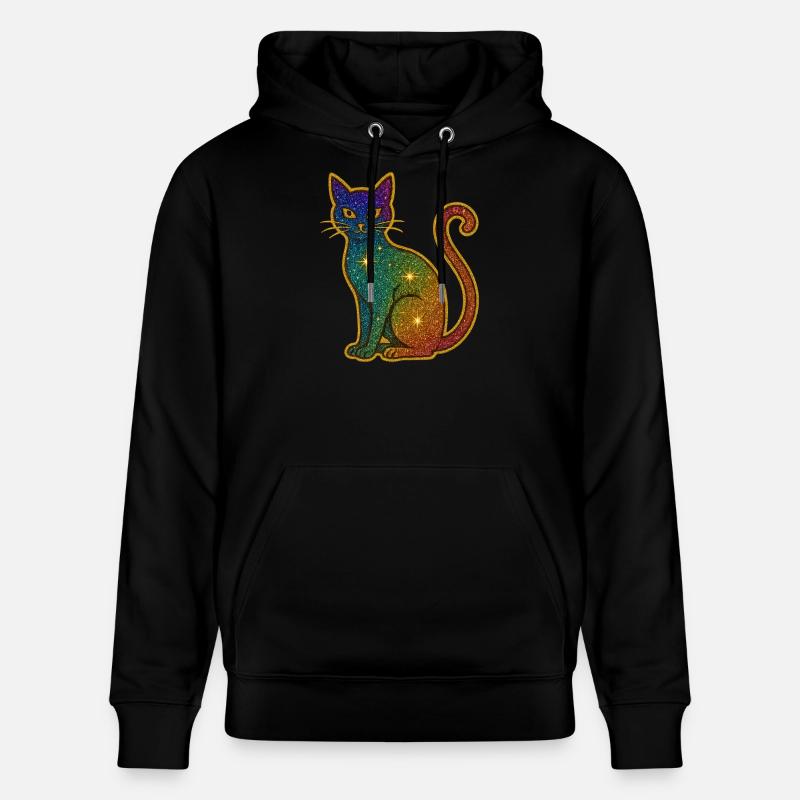 Chat à paillettes arc-en-ciel pour Halloween - Sweat à capuche bio CRUISER Stanley/Stella Unisexe - noir