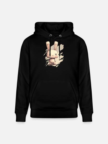 Cute rabbit with X-eyes - Stanley/Stella CRUISER Unisex Organic Hoodie - black