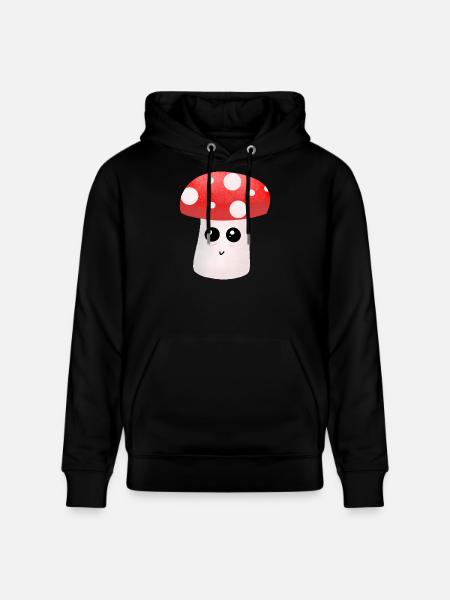 Kawaii Mushroom Buddy with Dots - Stanley/Stella CRUISER Unisex Organic Hoodie - black