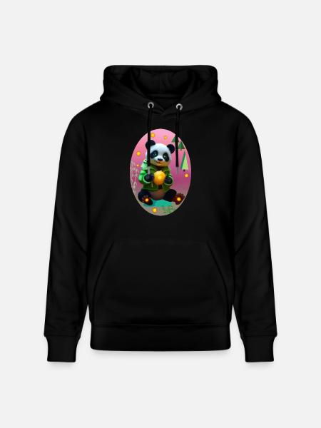 Cyber Panda With Neon Lemon - Stanley/Stella CRUISER Unisex Organic Hoodie - black