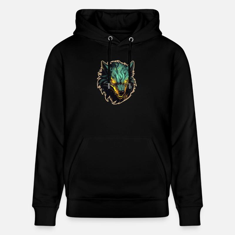 Loup - Illustration - Sweat à capuche bio CRUISER Stanley/Stella Unisexe - noir