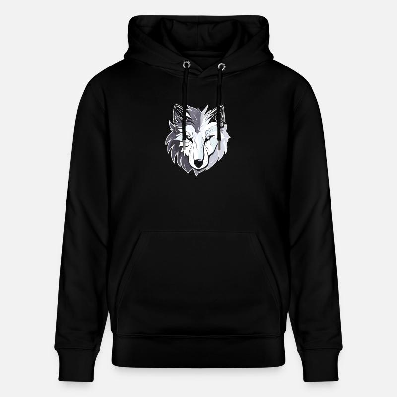 Loup - Illustration - Sweat à capuche bio CRUISER Stanley/Stella Unisexe - noir