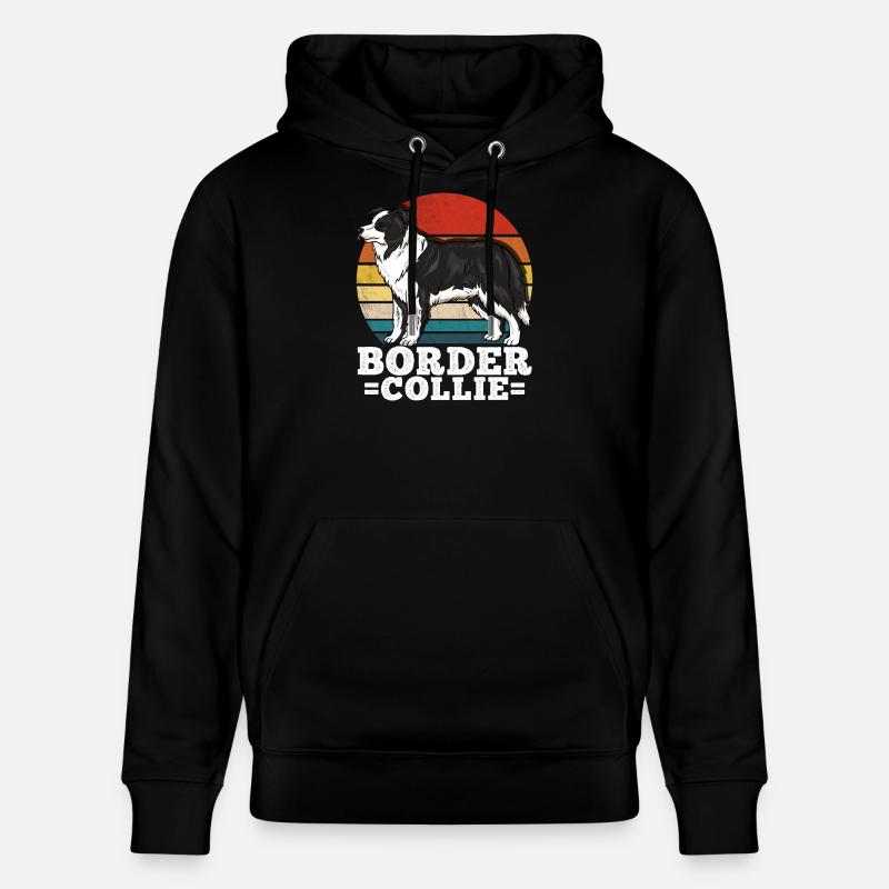 Border Collie Rétro - Sweat à capuche bio CRUISER Stanley/Stella Unisexe - noir