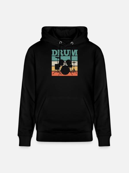 Drummer Drums Retro - Stanley/Stella CRUISER Unisex Organic Hoodie - black