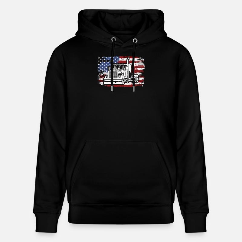 Camion USA Drapeau Chauffeur de camion - Sweat à capuche bio CRUISER Stanley/Stella Unisexe - noir