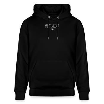 Küstenkind Anker Heimat Norddeutschland Nordsee - Stanley/Stella Unisex Bio-Hoodie CRUISER  - Schwarz - Vorne - Alina (178cm) & Michal (187cm)
