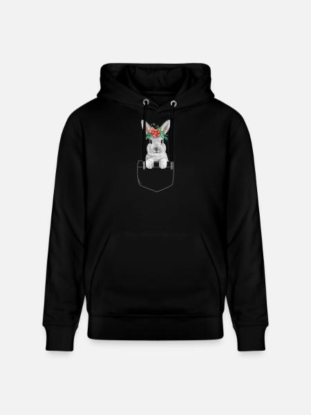 Rabbit Easter Flowers Rabbit Mom - Stanley/Stella CRUISER Unisex Organic Hoodie - black