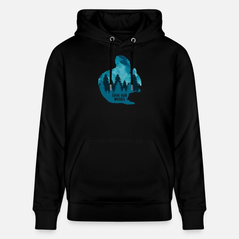 Klimawandel Umweltschutz Eichhörnchen Naturschutz - Stanley/Stella Unisex Bio-Hoodie CRUISER  - Schwarz
