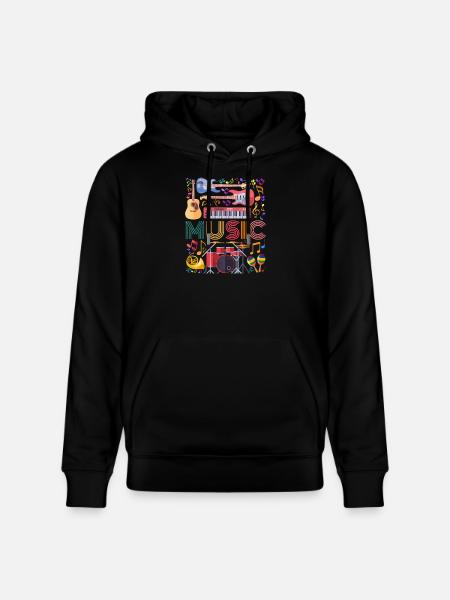 Music Instrument Collage Art - Stanley/Stella CRUISER Unisex Organic Hoodie - black