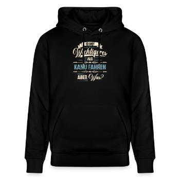 Kanu Kanufahrer Kanufahren - Stanley/Stella Unisex Bio-Hoodie CRUISER  - Schwarz - Vorne - Alina (178cm) & Michal (187cm)