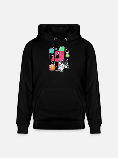 4 birthday boy - 4 years old - I am 4 - Stanley/Stella CRUISER Unisex Organic Hoodie - black