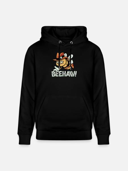 Beehaw Bee with Cowboy Hat Yeehaw - Stanley/Stella CRUISER Unisex Organic Hoodie - black