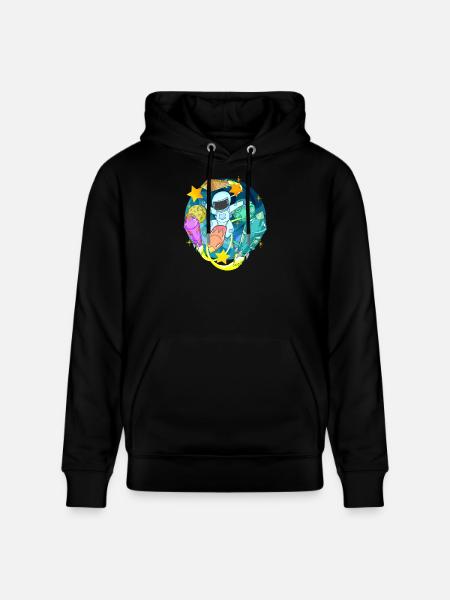 Astronaut in space with rockets - Stanley/Stella CRUISER Unisex Organic Hoodie - black