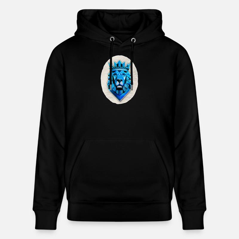 Blauer geometrischer Löwe - Polygon - Stanley/Stella Unisex Bio-Hoodie CRUISER  - Schwarz