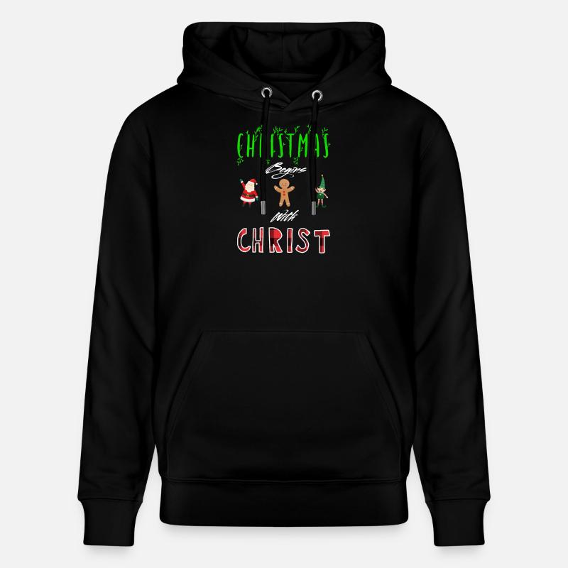 Noël commence avec Christ - Sweat à capuche bio CRUISER Stanley/Stella Unisexe - noir