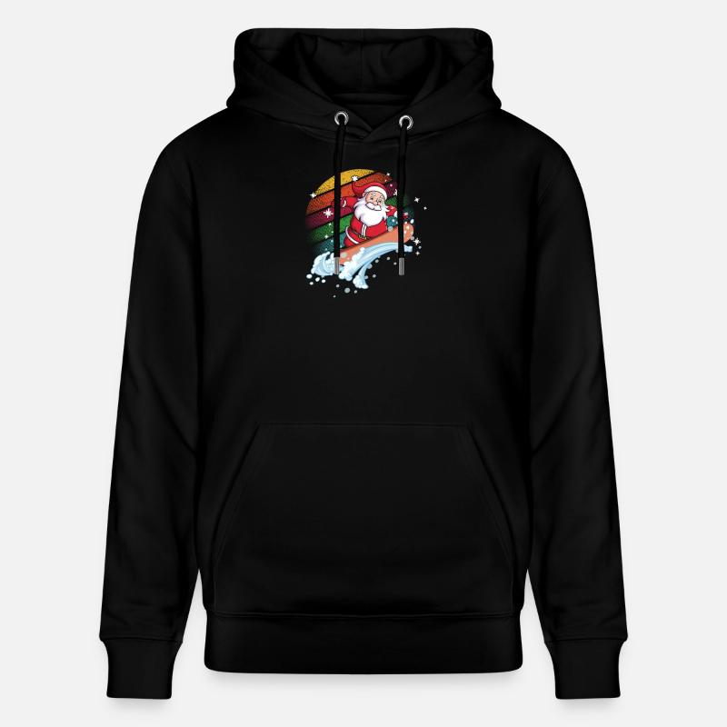 Santa Surfer Regenbogen - Stanley/Stella Unisex Bio-Hoodie CRUISER  - Schwarz