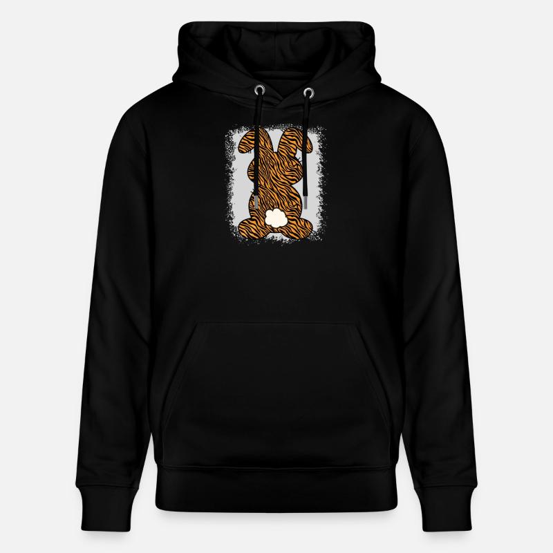 Tiger Pattern Rabbit Bleached Easter - Stanley/Stella CRUISER Unisex Organic Hoodie - black