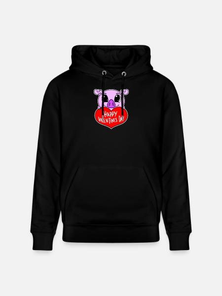 Valentine's Day Heart Pig - Stanley/Stella CRUISER Unisex Organic Hoodie - black