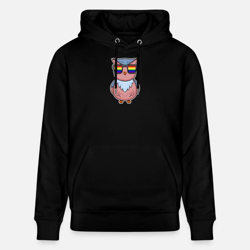 Arc-en-ciel - Hibou avec lunettes - Sweat à capuche bio CRUISER Stanley/Stella Unisexe - noir