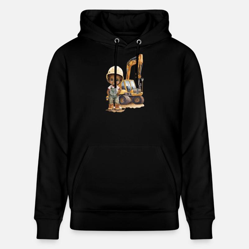 Bauarbeiter Kind mit Bagger - Stanley/Stella Unisex Bio-Hoodie CRUISER - Schwarz