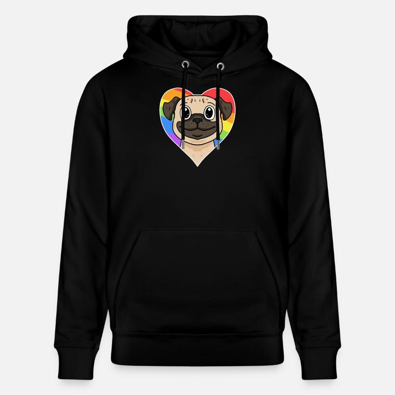 Rainbow - Chien avec cœur - Sweat à capuche bio CRUISER Stanley/Stella Unisexe - noir