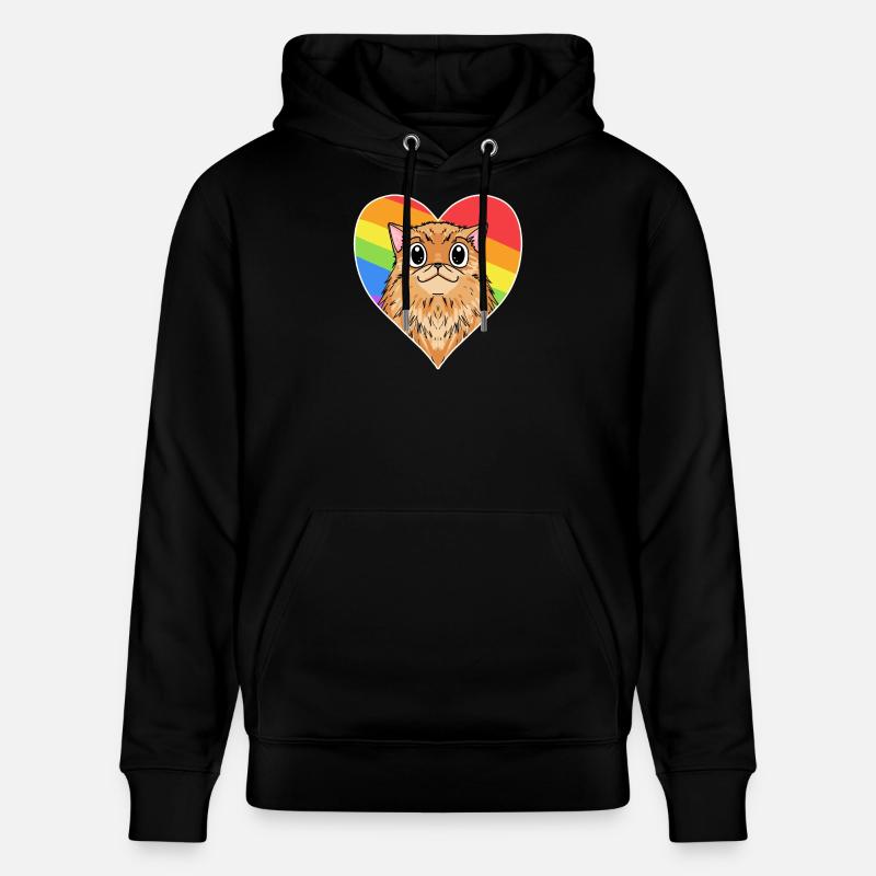 Regenbogen - Katze mit Herz - Stanley/Stella Unisex Bio-Hoodie CRUISER  - Schwarz