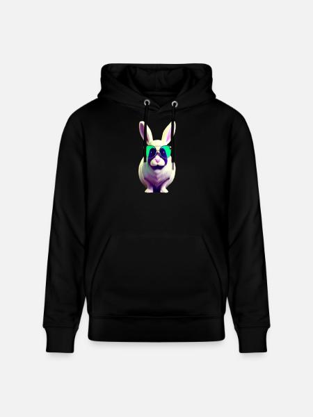 cool rabbit with sunglasses - Stanley/Stella CRUISER Unisex Organic Hoodie - black