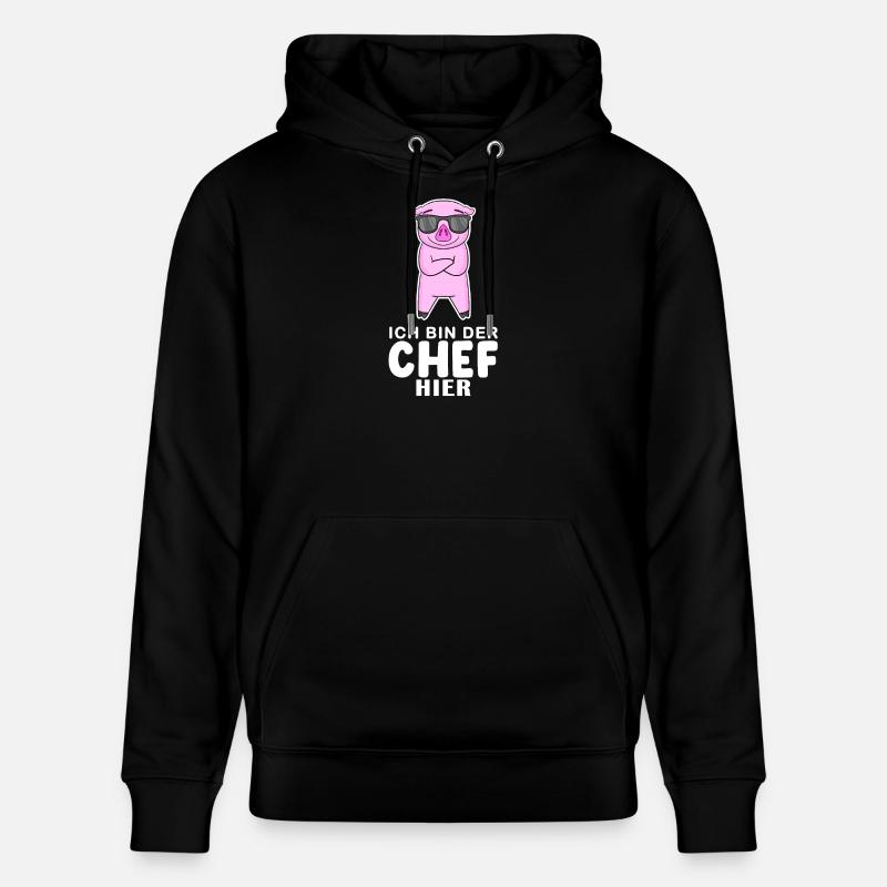 cooles Schwein Chef Spruch - Stanley/Stella Unisex Bio-Hoodie CRUISER  - Schwarz