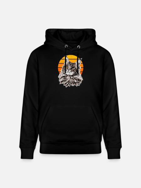 Cat Retro Sunset Holiday - Stanley/Stella CRUISER Unisex Organic Hoodie - black