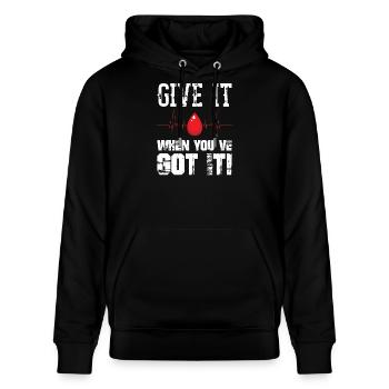 Geben Sie es, wenn Sie es haben Blutspende - Stanley/Stella Unisex Bio-Hoodie CRUISER  - Schwarz - Vorne - Alina (178cm) & Michal (187cm)