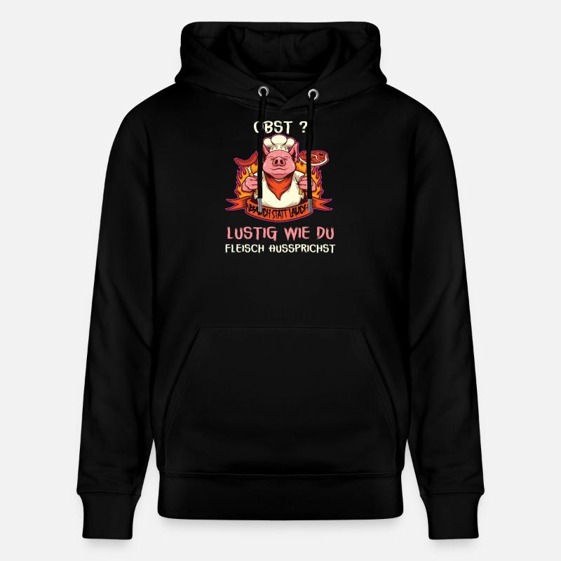 Witziges Schwein mit Fleischspruch - Stanley/Stella Unisex Bio-Hoodie CRUISER  - Schwarz