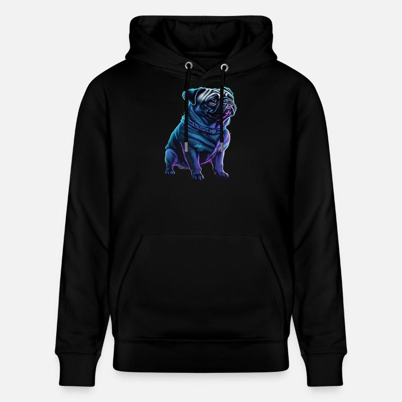 Futuristischer Neon-Mops - Stanley/Stella Unisex Bio-Hoodie CRUISER  - Schwarz
