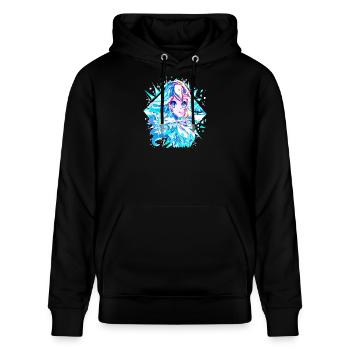 Anime Schneekönigin Eisprinzessin - Stanley/Stella Unisex Bio-Hoodie CRUISER  - Schwarz - Vorne - Alina (178cm) & Michal (187cm)