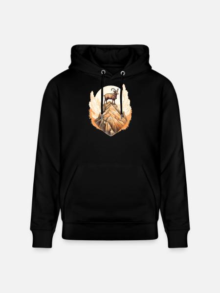 Mystical mountain goat print - Stanley/Stella CRUISER Unisex Organic Hoodie - black