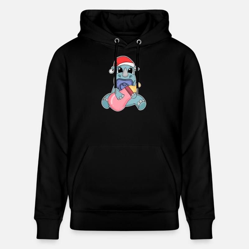 Rhinocéros Bébé Noël - Sweat à capuche bio CRUISER Stanley/Stella Unisexe - noir