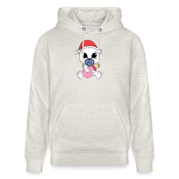 Eisbär Baby Weihnachten Bär - Stanley/Stella Unisex Bio-Hoodie CRUISER  - Beige meliert - Vorne - Alina (178cm) & Michal (187cm)