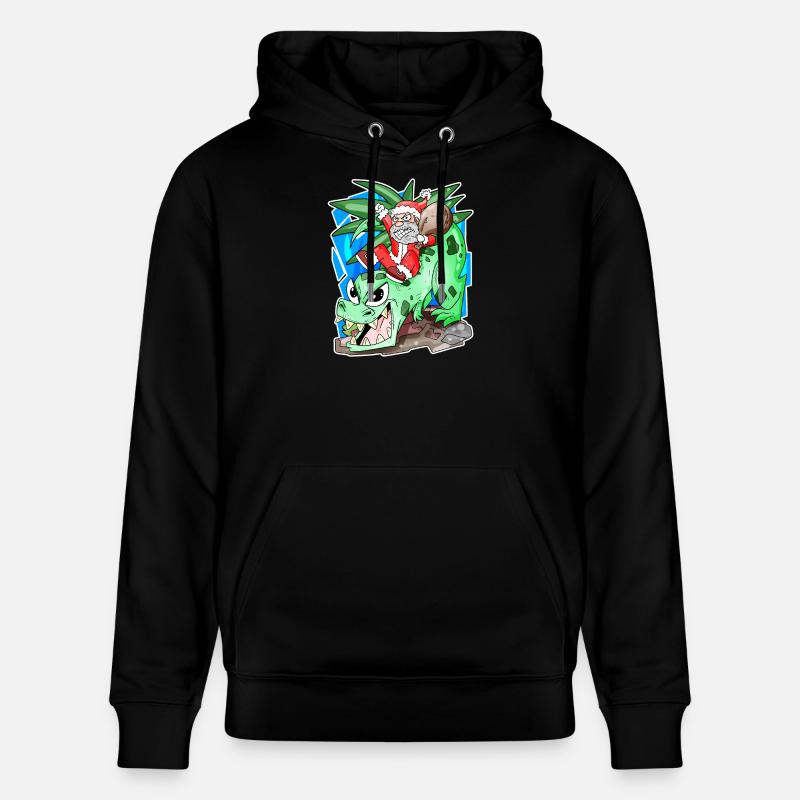 Weihnachtsmann auf Dino - Stanley/Stella Unisex Bio-Hoodie CRUISER  - Schwarz