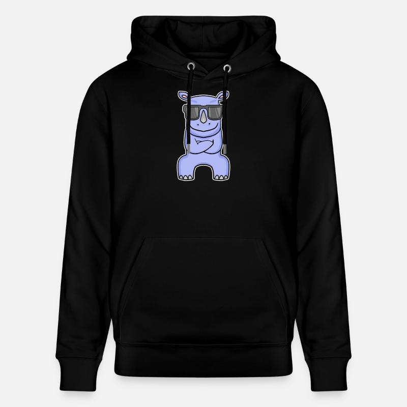 Nilpferd mit Brille - Stanley/Stella Unisex Bio-Hoodie CRUISER  - Schwarz
