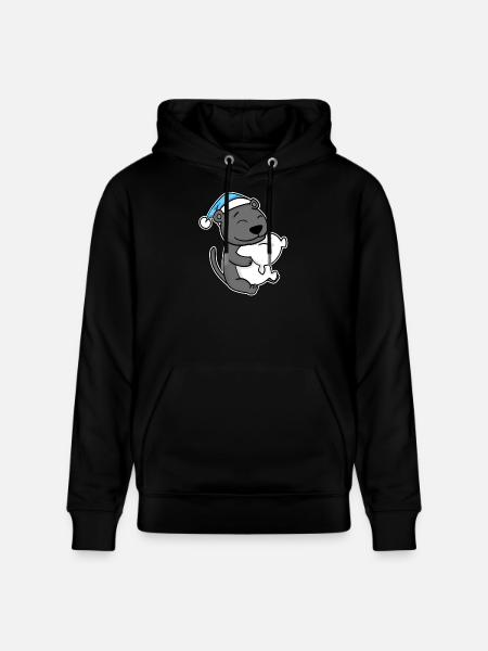 with pillow and sleepy cap - Stanley/Stella CRUISER Unisex Organic Hoodie - black