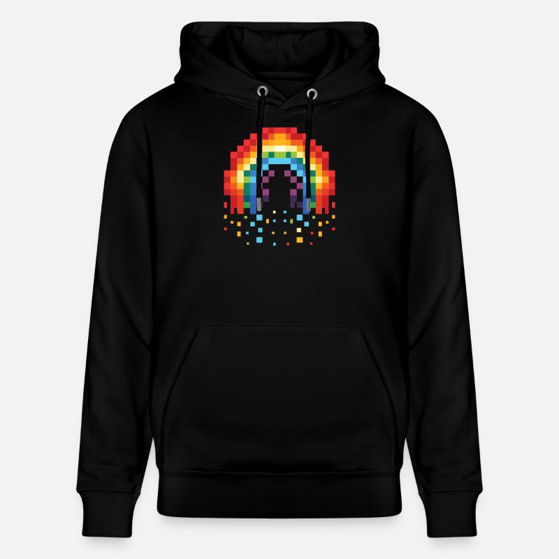 Pixel Art Rainbow 8-Bit Rétro - Sweat à capuche bio CRUISER Stanley/Stella Unisexe - noir