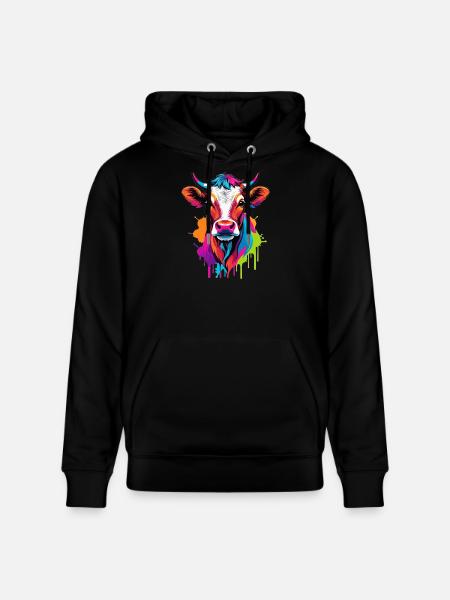 Süße bunte Kuh - Stanley/Stella Unisex Bio-Hoodie CRUISER  - Schwarz