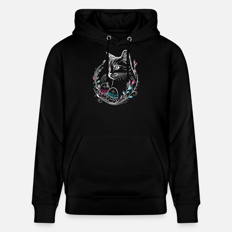 Katze Ostern Ostereier Easter Cat - Stanley/Stella Unisex Bio-Hoodie CRUISER  - Schwarz