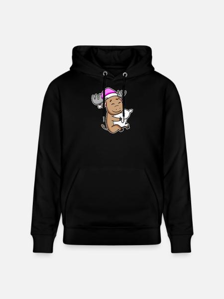 Moose Tired Sleeping Sleeping Girl - Stanley/Stella CRUISER Unisex Organic Hoodie - black